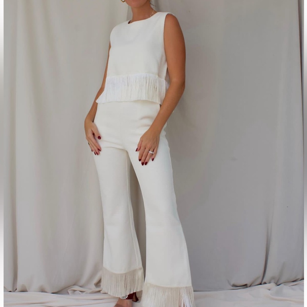 Tweed fringe Ivory set in Large